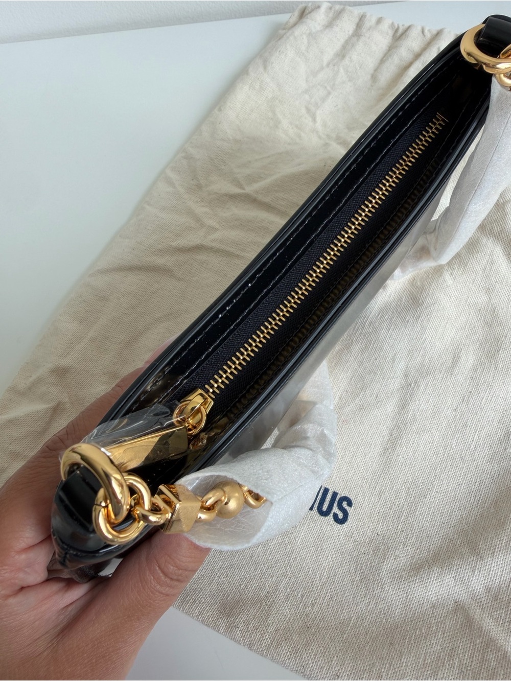 Jacquemus Black Patent Mini Shoulder Bag with Gold Hardware - Picture 3 of 7